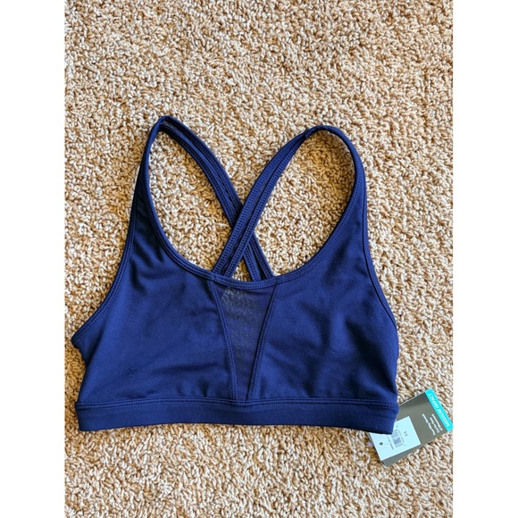 GapFit Other - GapFit Womens Medium Impact Mesh Crisscross Strappy Sports Bra Navy Blue XS NWT